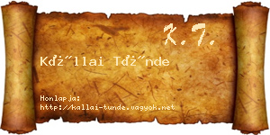 Kállai Tünde névjegykártya